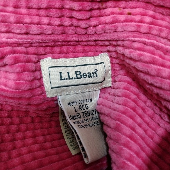 LL BEAN Pink 100% Cotton Wide Wale Corduroy Button Up Shirt Large Reg - Picture 5 of 8